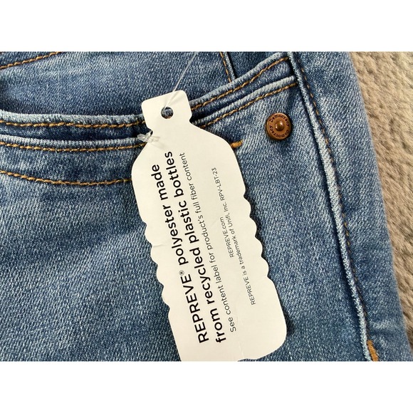 NWT Democracy Jeans 16 Mid Rise Ab Technology Ankle Length Distressed Blue Denim - Picture 11 of 14